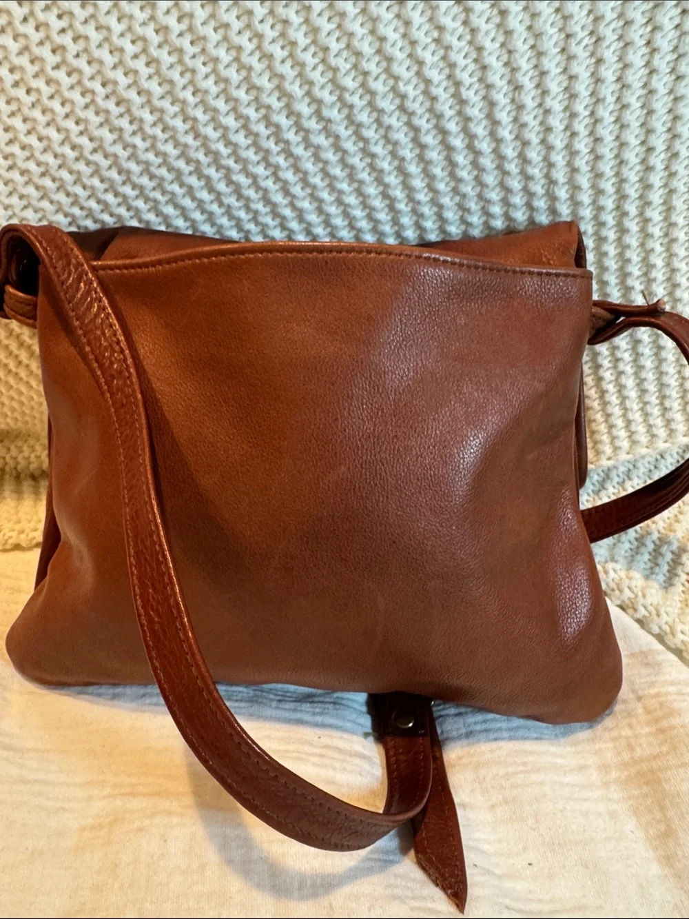 Victoria Leather   Cognac Leather Messenger Crossbody